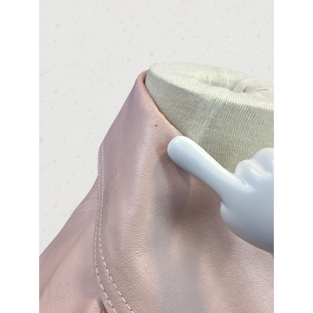 Spiegel Genuine Leather Jacket Pink Blush Puff Sleeve Y2K Cropped Women's Size 4 - Picture 7 of 16
